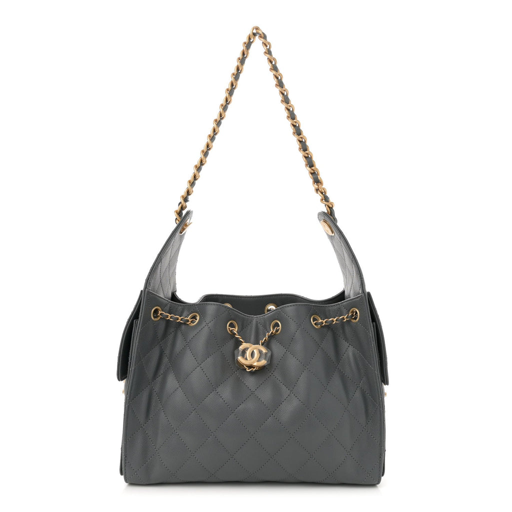 Caviar Quilted Small Chanel 25 Handbag Dark Grey