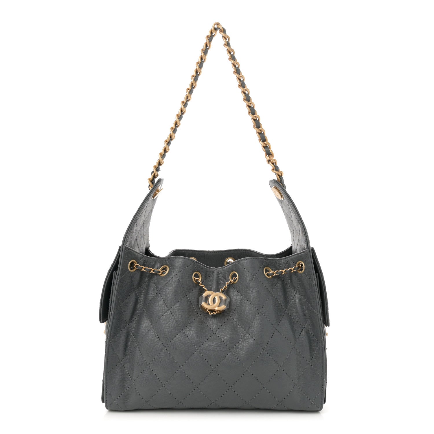 Caviar Quilted Small Chanel 25 Handbag Dark Grey