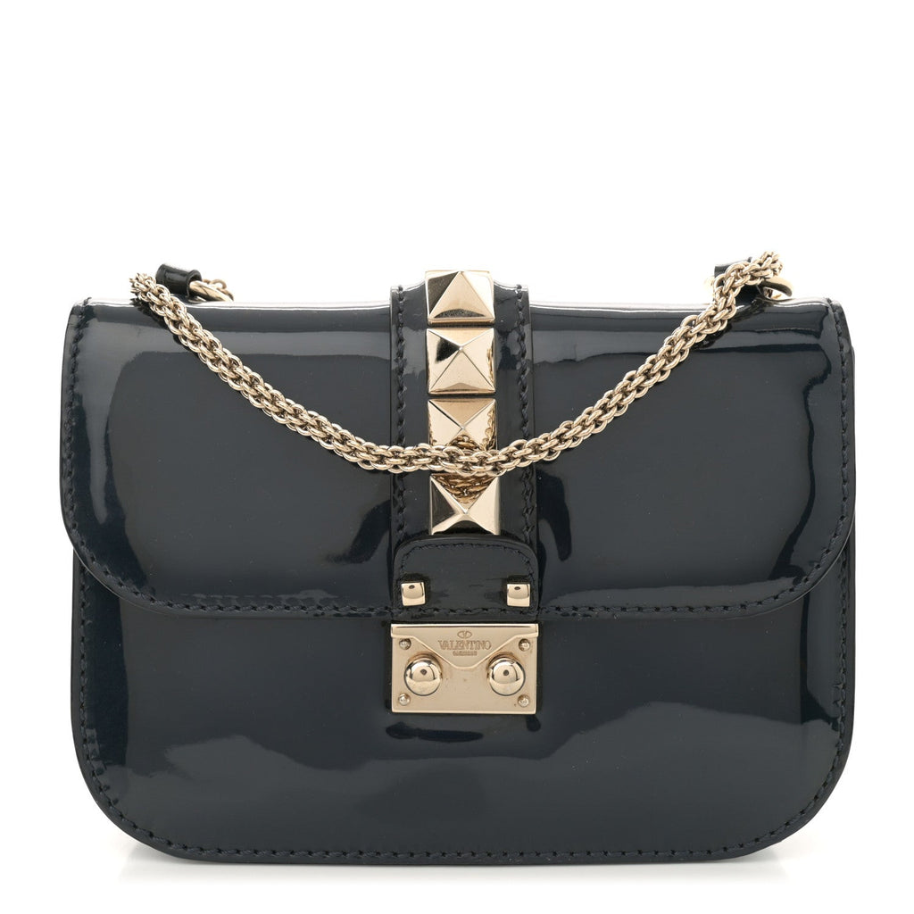 Patent Small Glam Lock Rockstud Flap Marine