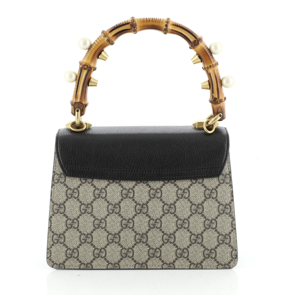 Broche Bamboo Top Handle Bag GG Coated Canvas and Leather Mini