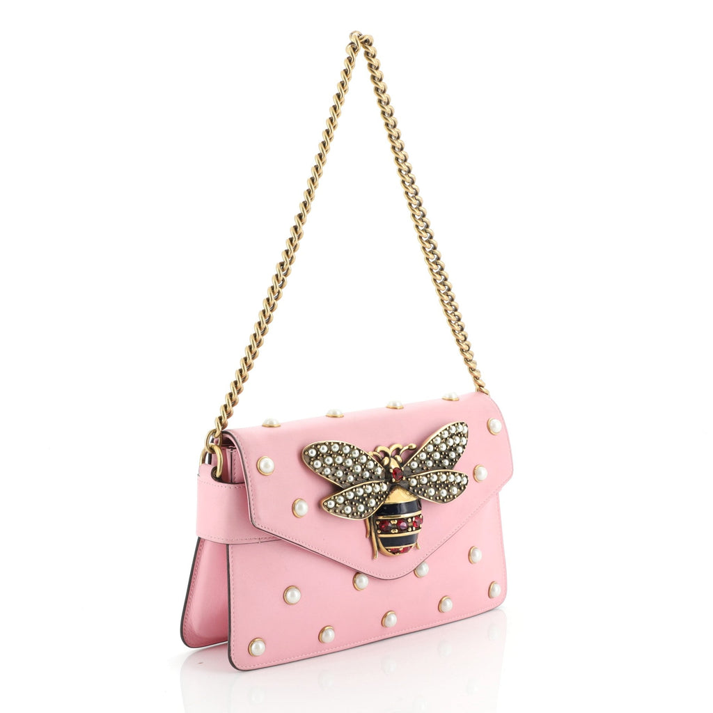 Broadway Pearly Bee Shoulder Bag Embellished Leather Mini
