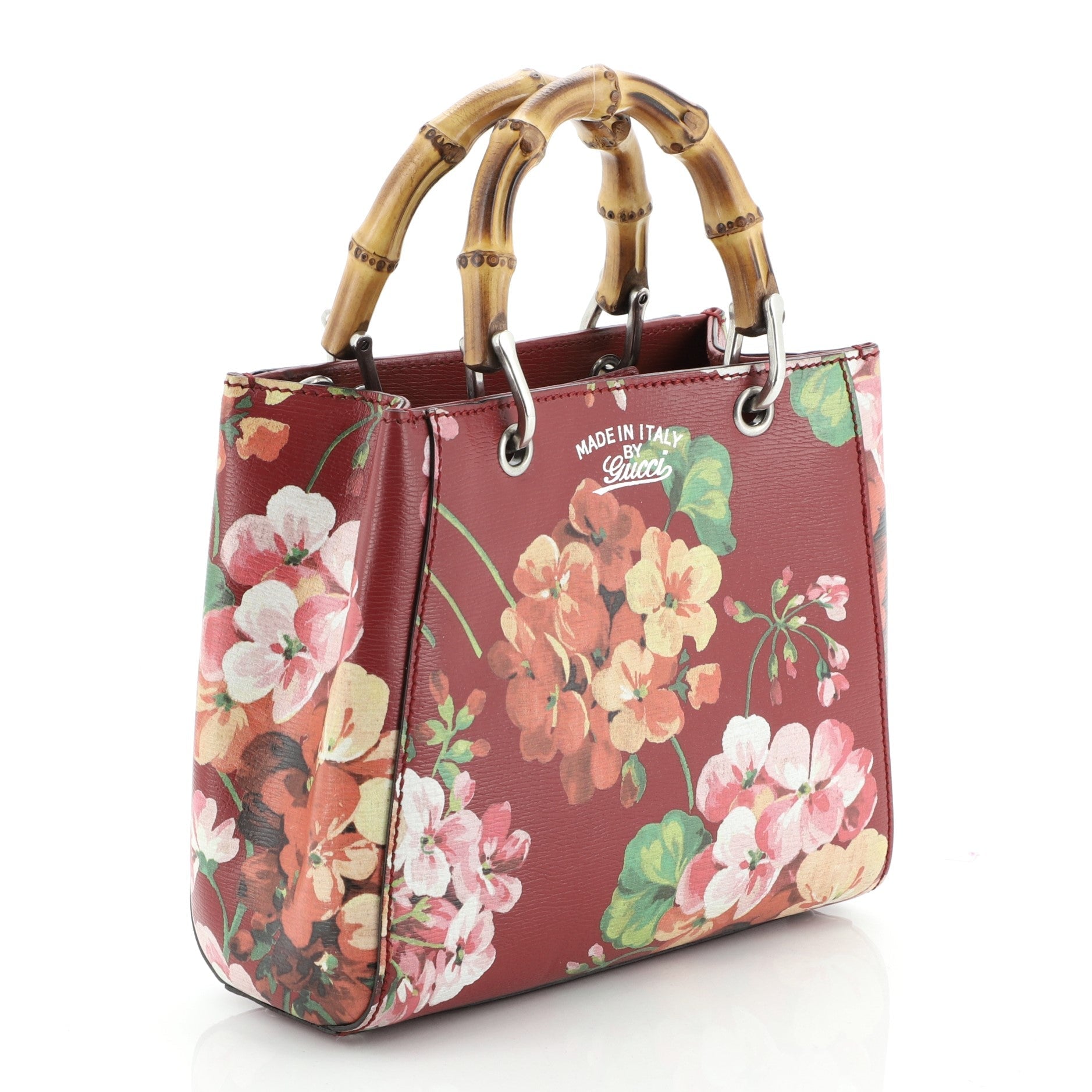 Bamboo Shopper Tote Blooms Print Leather Mini