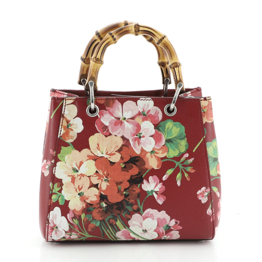 Bamboo Shopper Tote Blooms Print Leather Mini