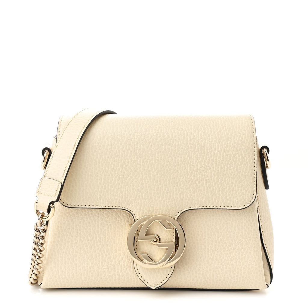 Dollar Calfskin Interlocking G Crossbody Bag Mystic White