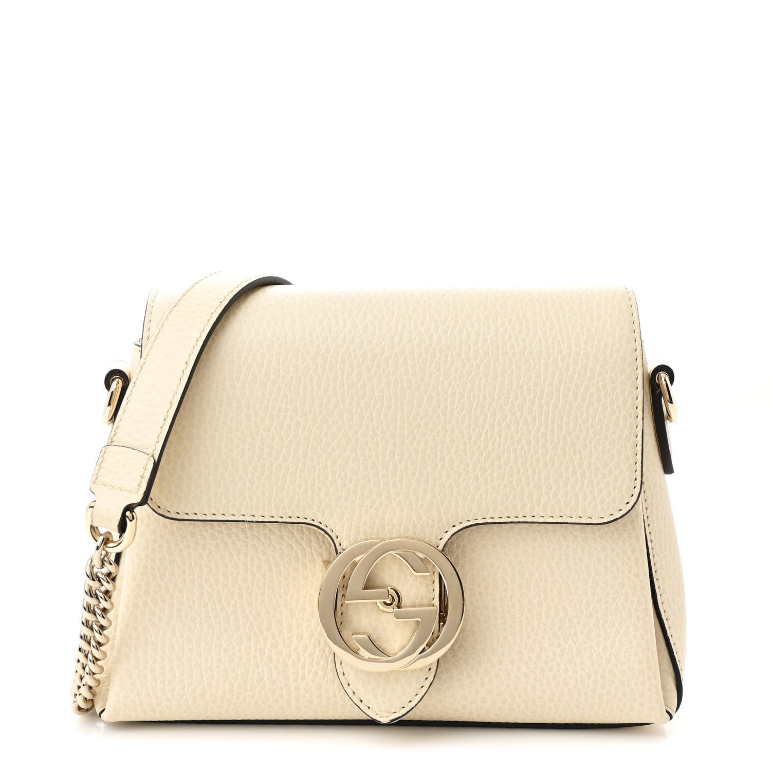 Dollar Calfskin Interlocking G Crossbody Bag Mystic White