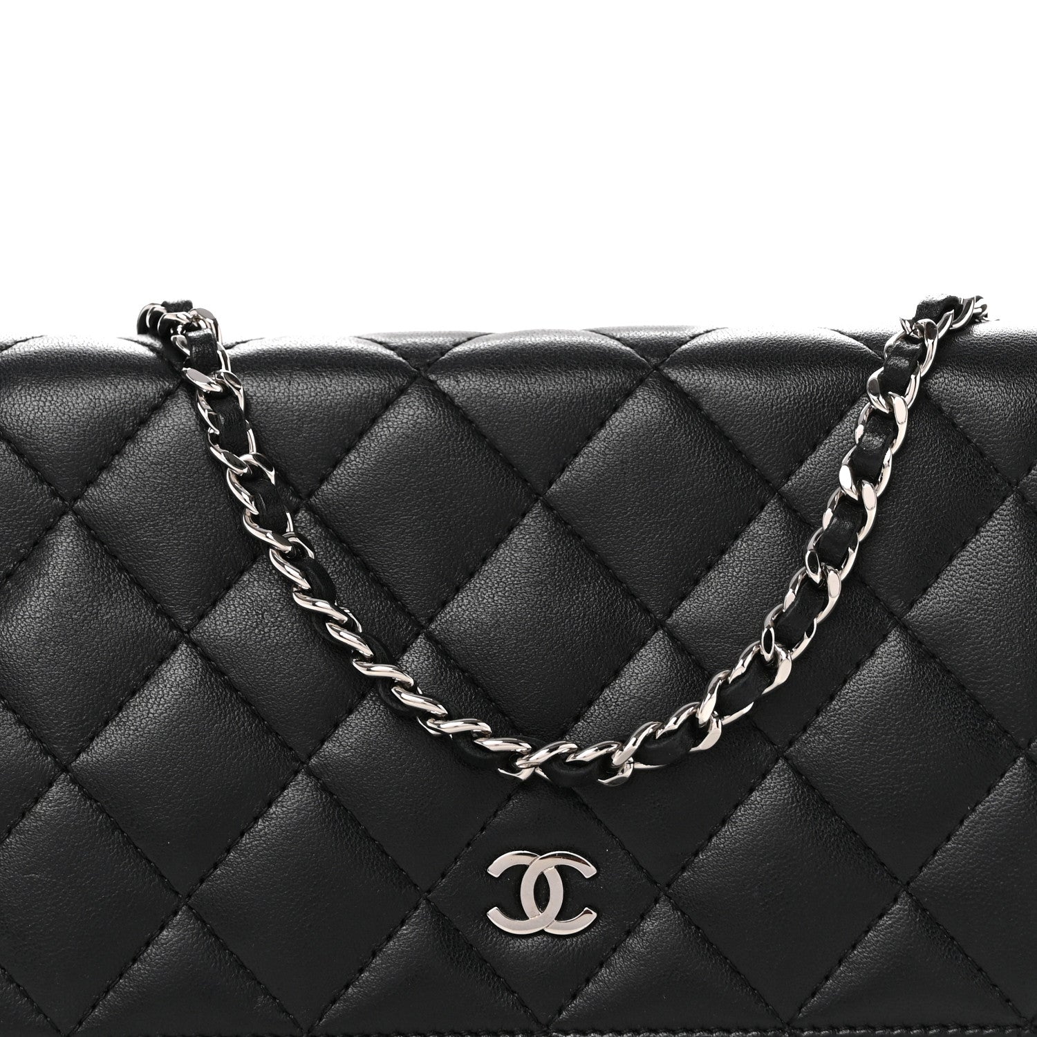 Lambskin Quilted Wallet On Chain WOC Black