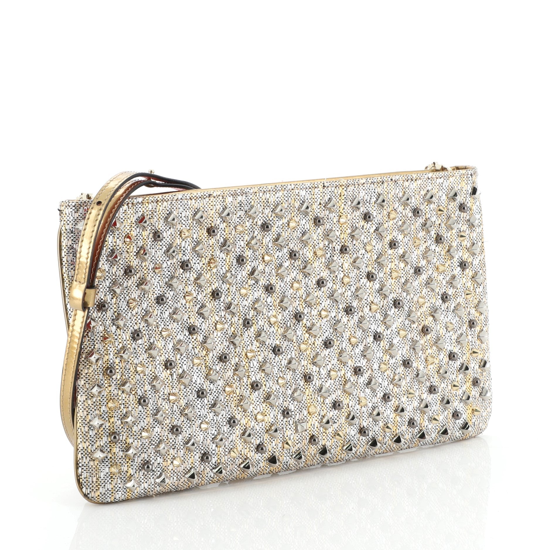 Loubiposh Clutch Spike Metallic Raffia