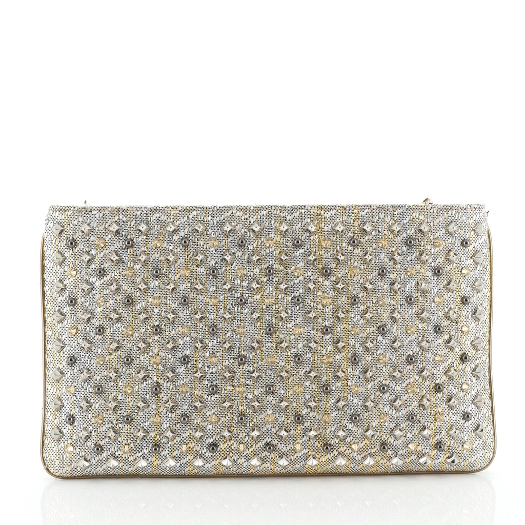 Loubiposh Clutch Spike Metallic Raffia