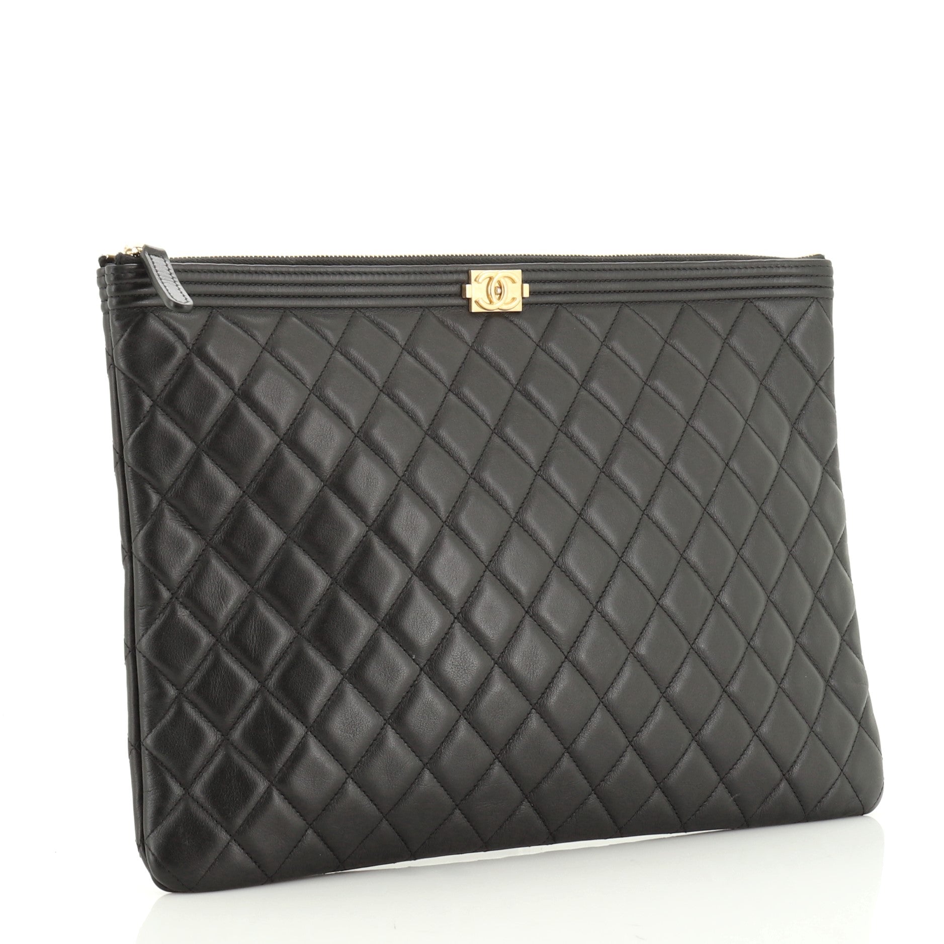 Boy O Case Clutch Quilted Lambskin Large