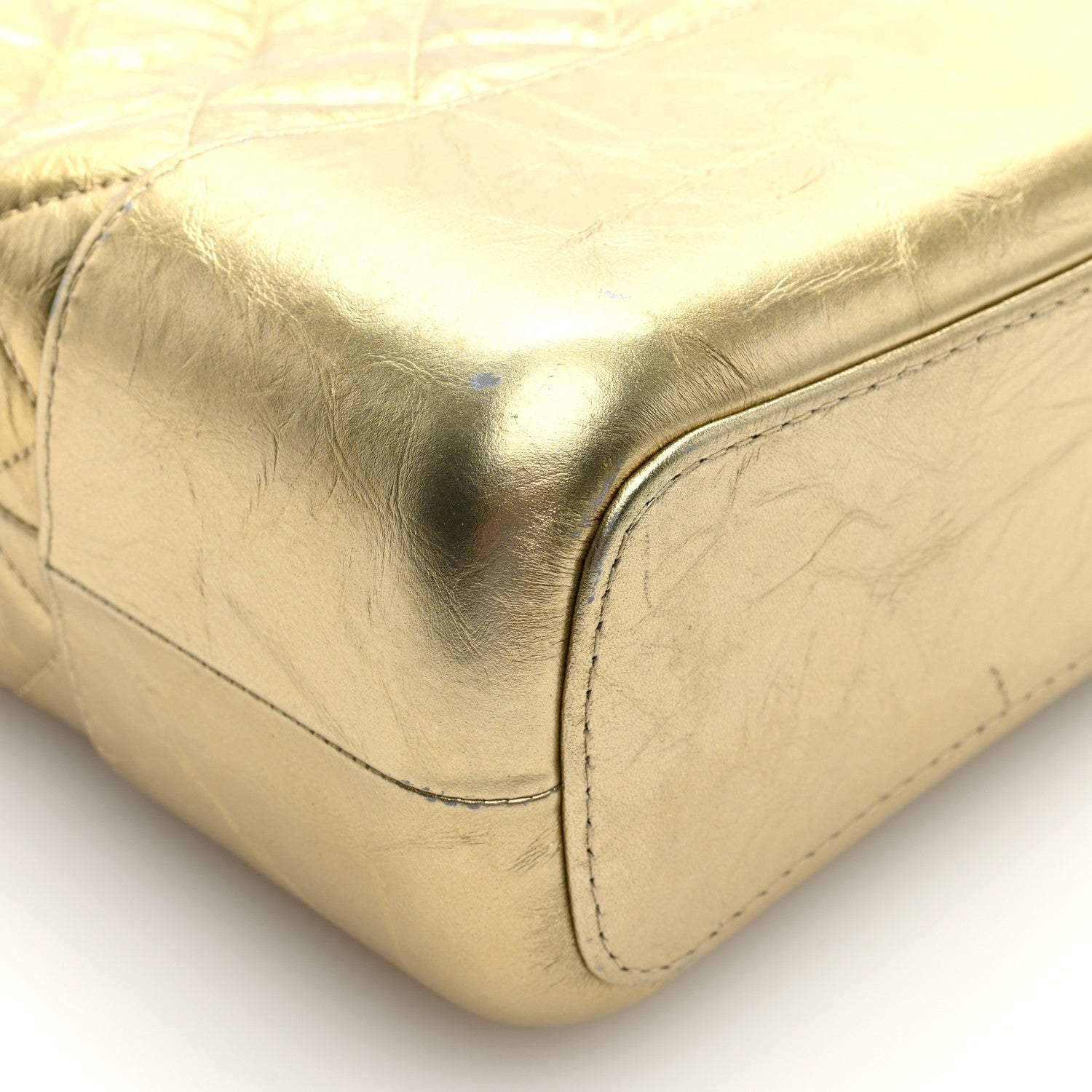 Metallic Aged Calfskin Quilted Medium Gabrielle Gold