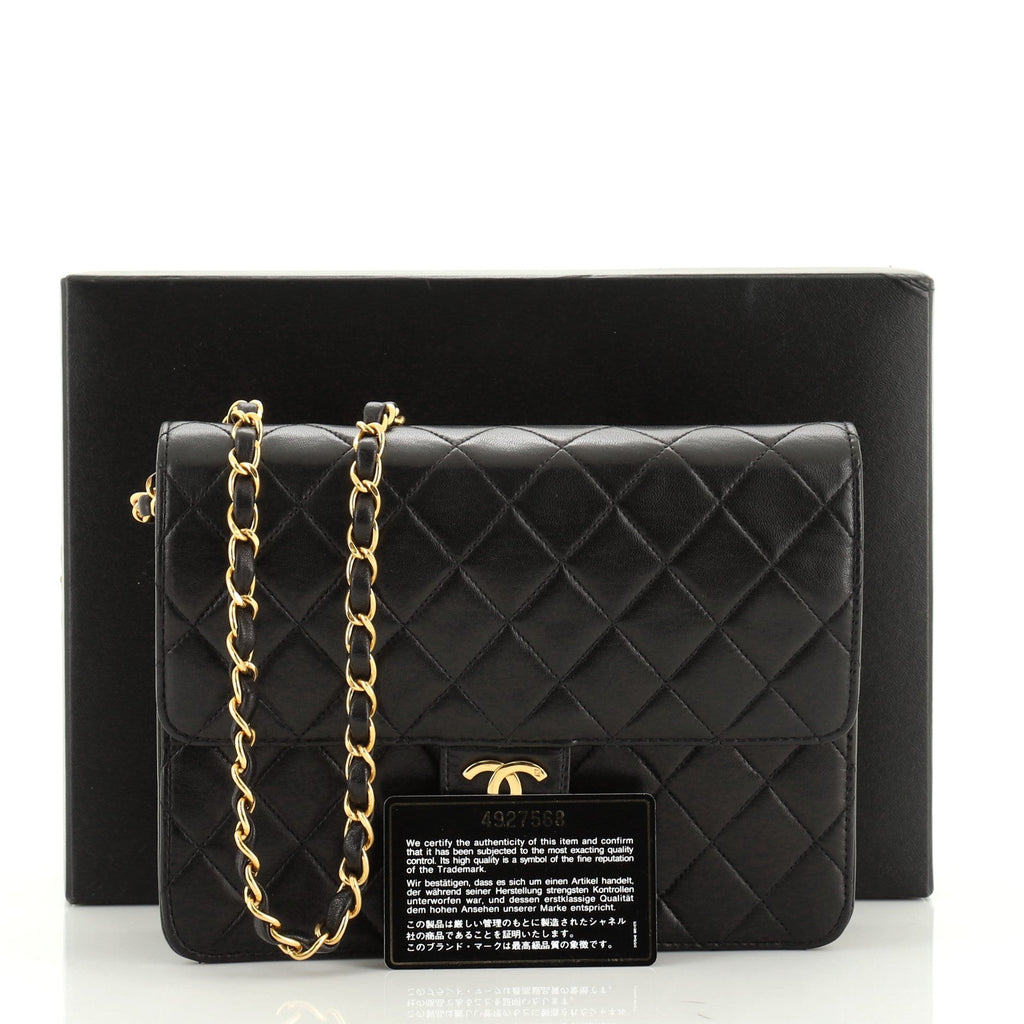 Vintage Clutch with Chain Quilted Leather Small