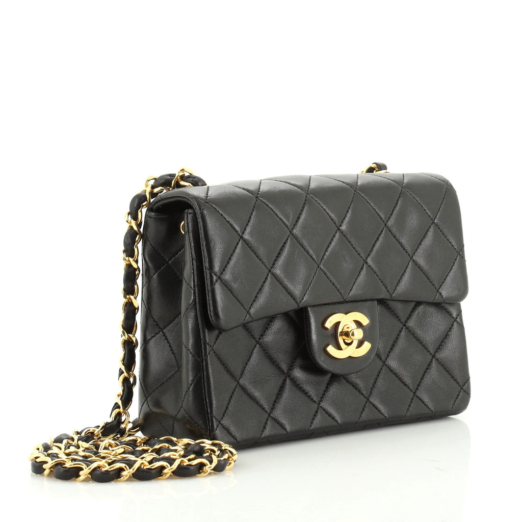 Vintage Square Classic Single Flap Bag Quilted Lambskin Mini
