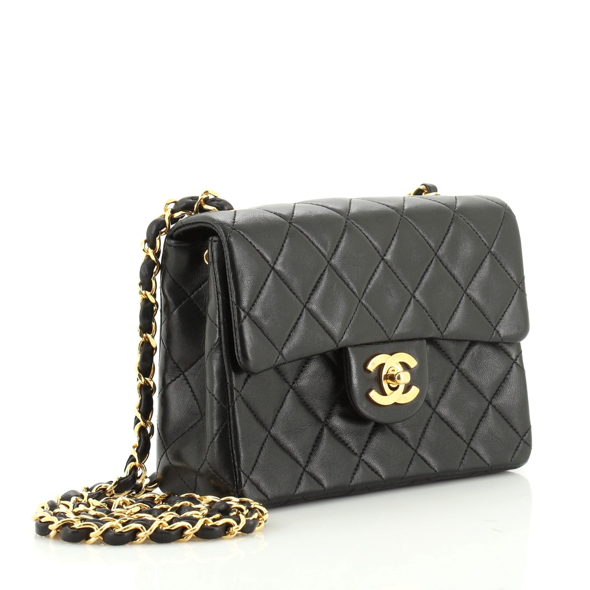 Vintage Square Classic Single Flap Bag Quilted Lambskin Mini