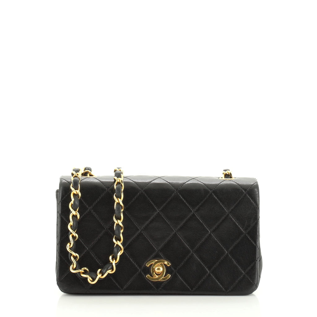 Vintage 3 Way Full Flap Bag Quilted Lambskin Mini