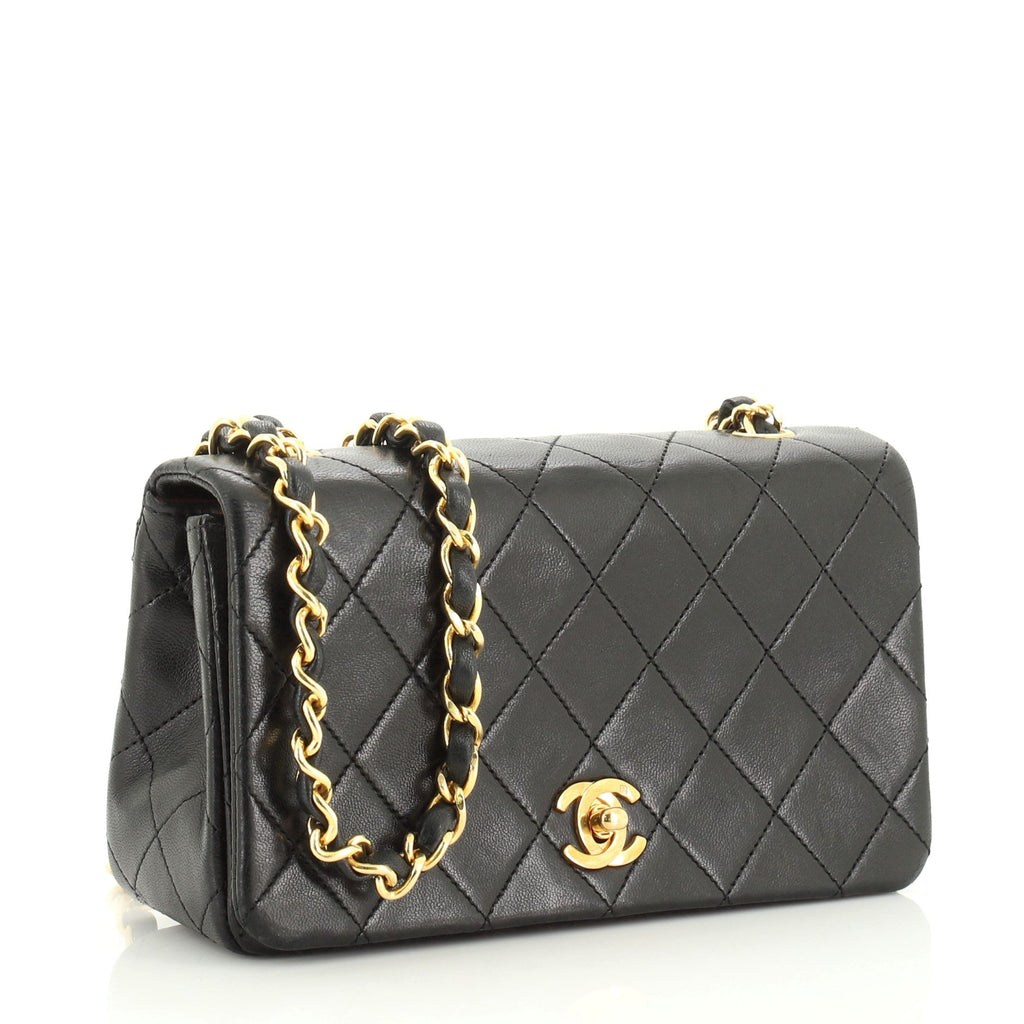 Vintage 3 Way Full Flap Bag Quilted Lambskin Mini