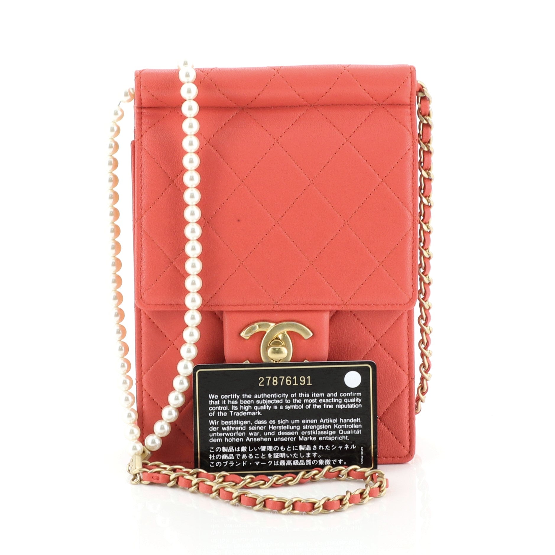 Pearl Chain Flap Bag Quilted Lambskin Mini