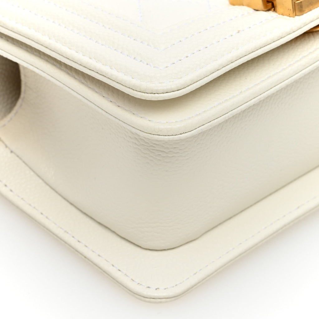 Caviar Quilted Mini Boy Flap White