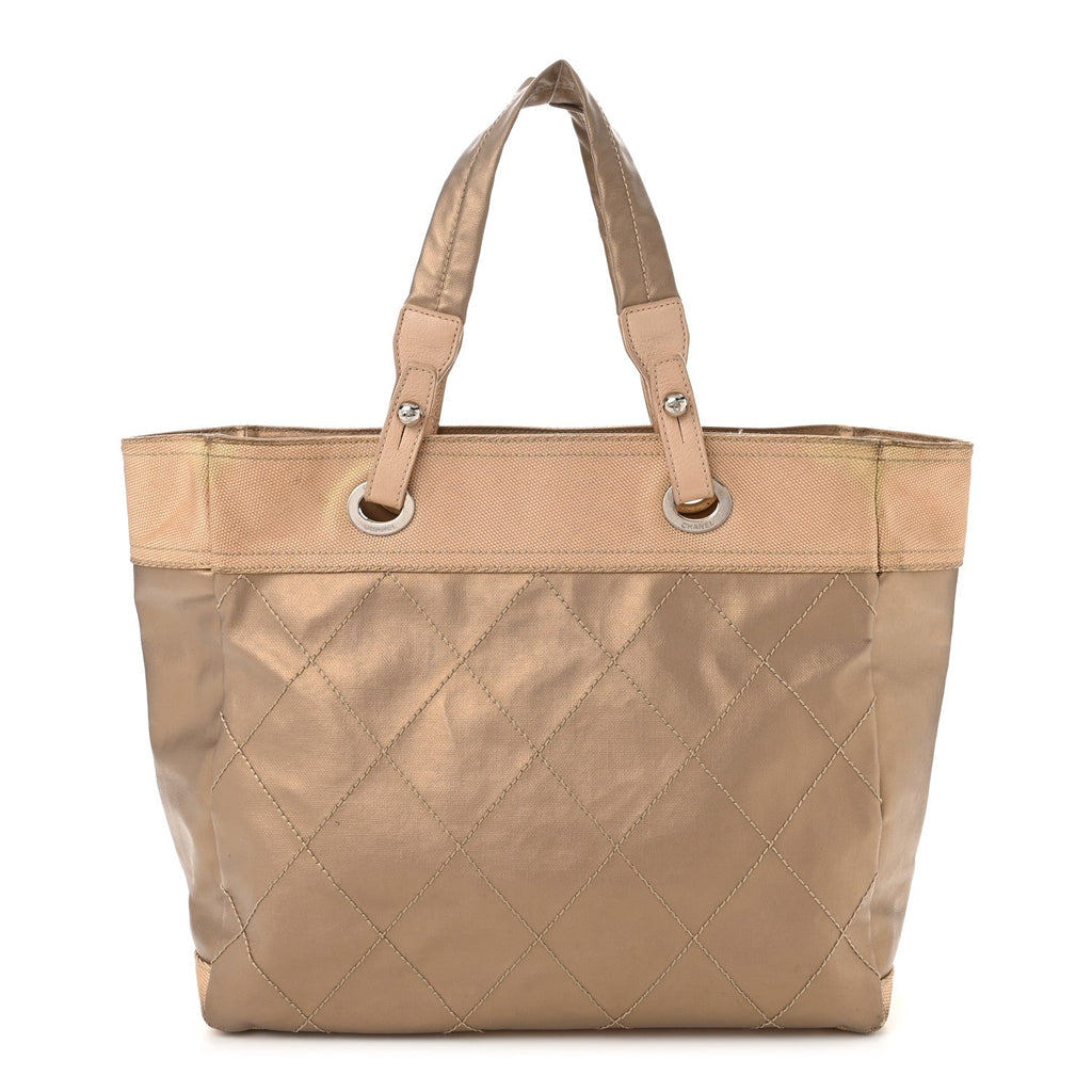 Metallic Coated Canvas Large Paris Biarritz Tote Gold