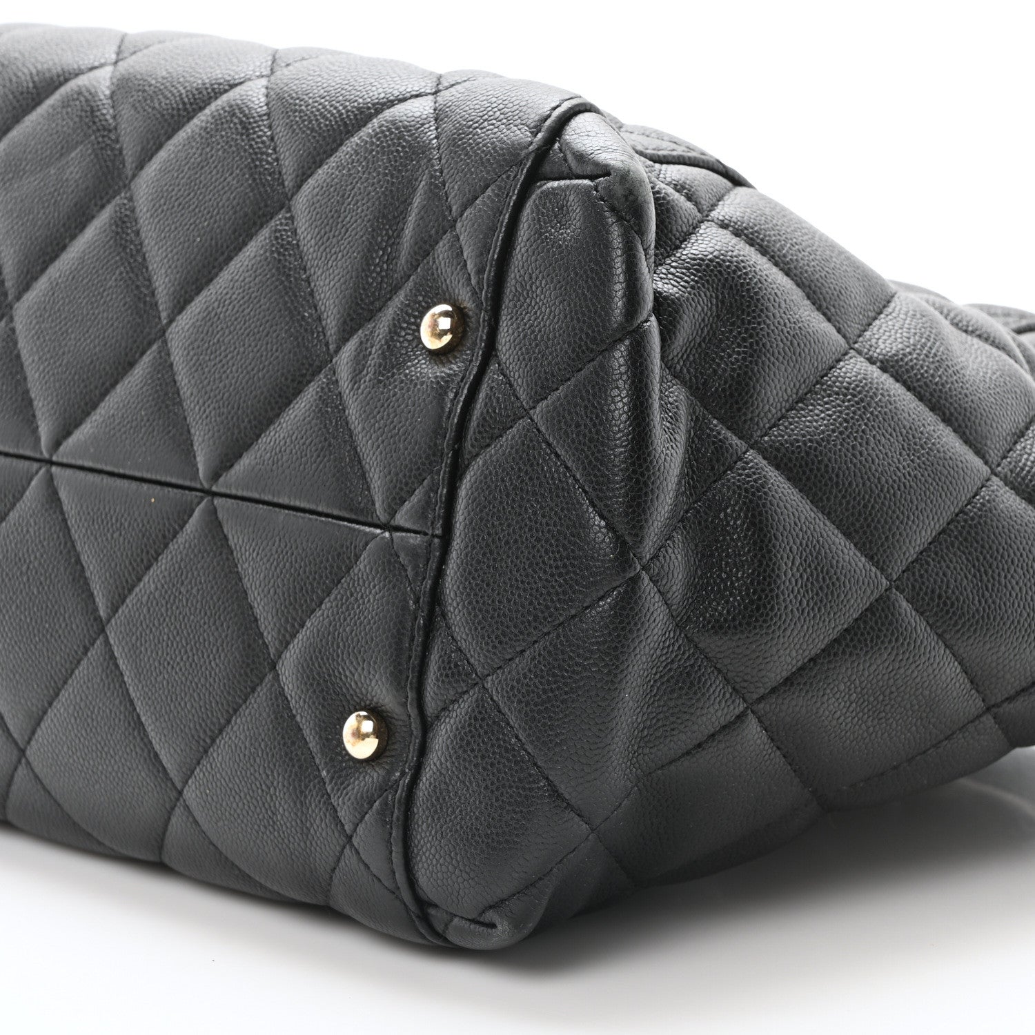 Caviar Quilted Large Shopping Tote Black