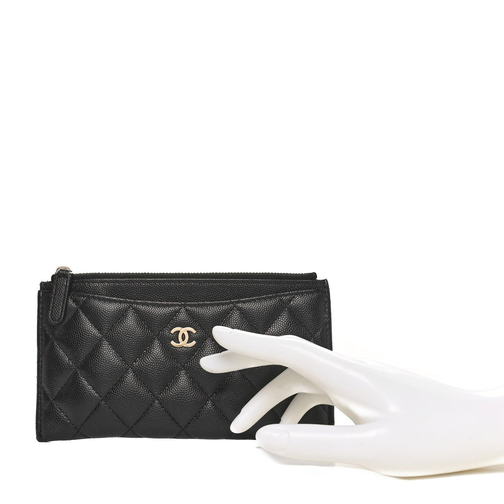 Caviar Quilted Classic Zip Pouch Black
