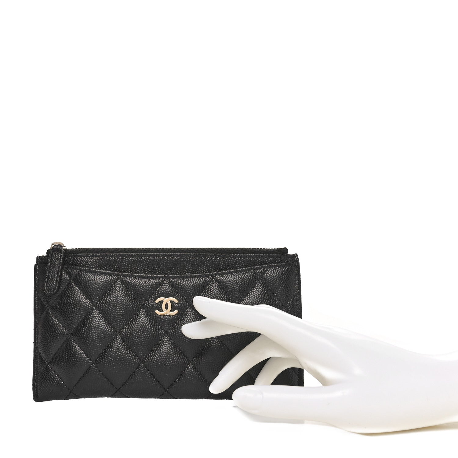 Caviar Quilted Classic Zip Pouch Black