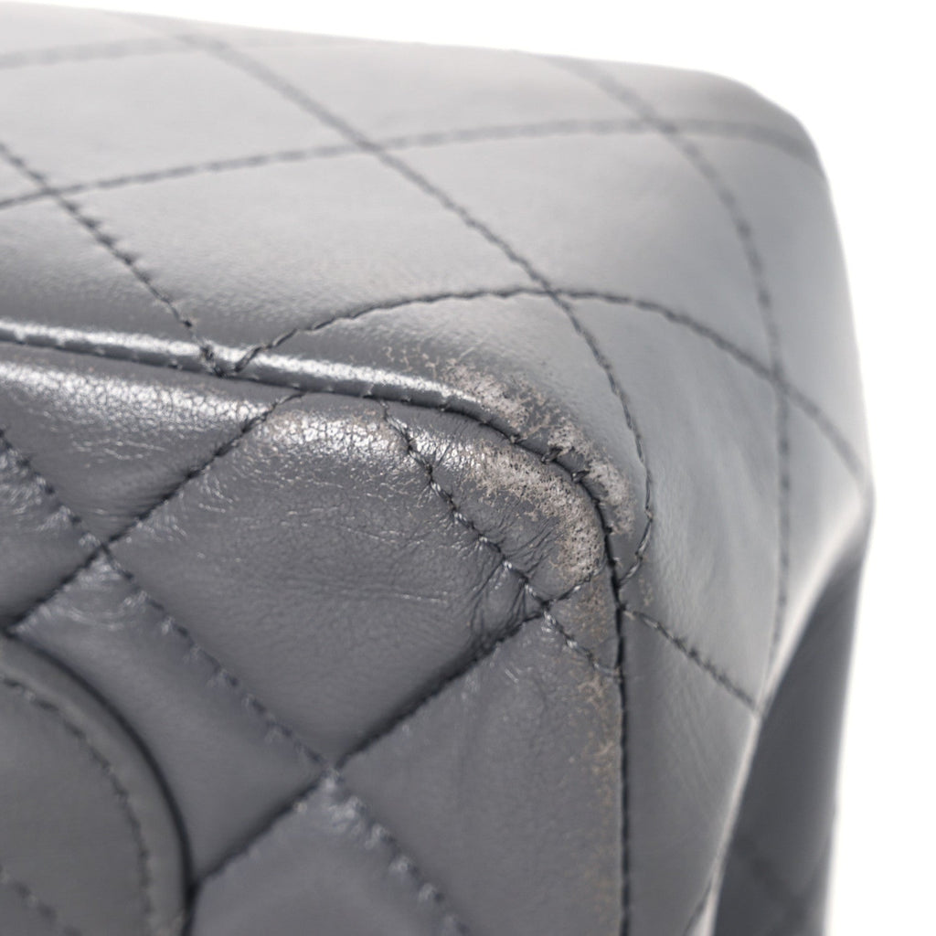 Lambskin Quilted Mini Rectangular Flap Dark Grey
