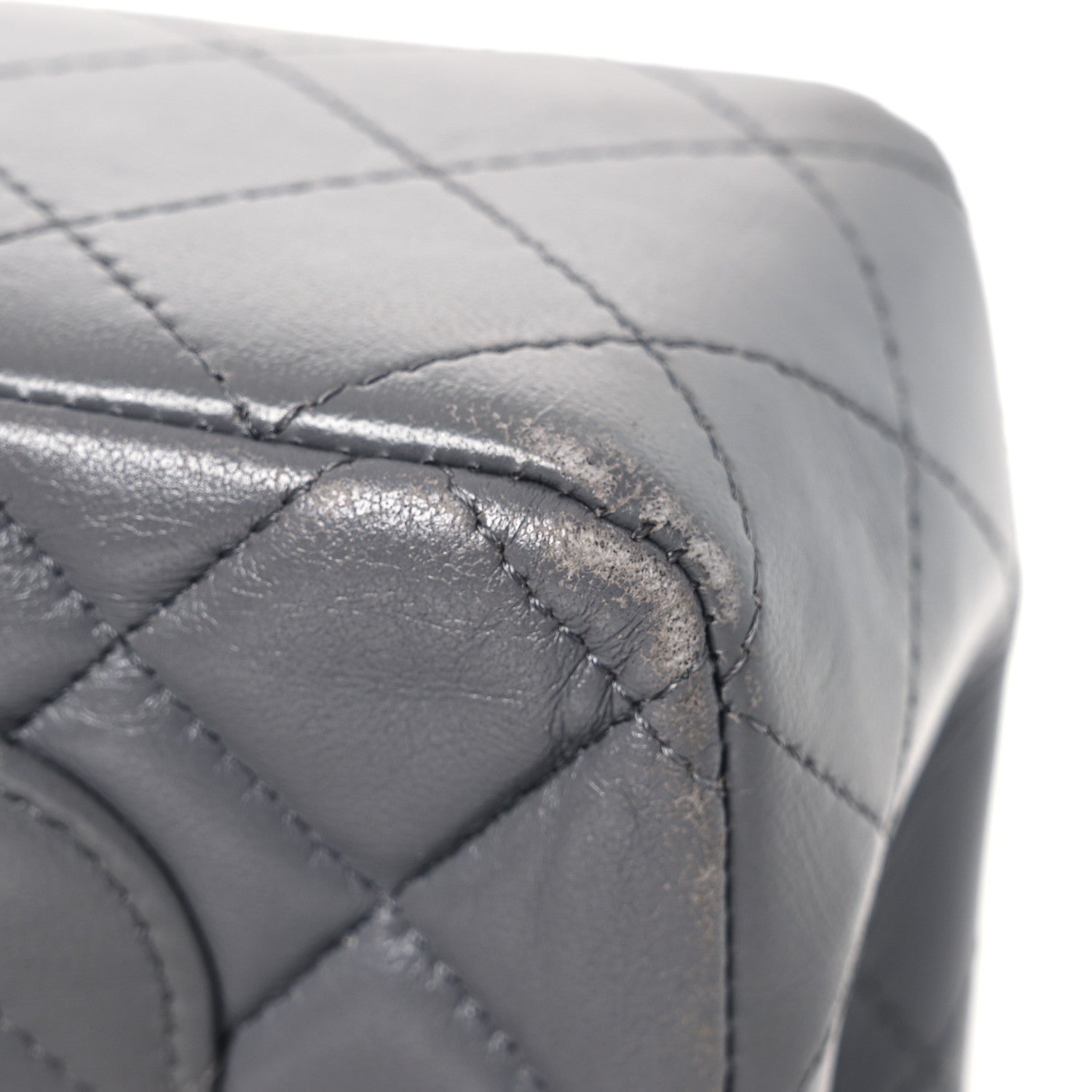 Lambskin Quilted Mini Rectangular Flap Dark Grey