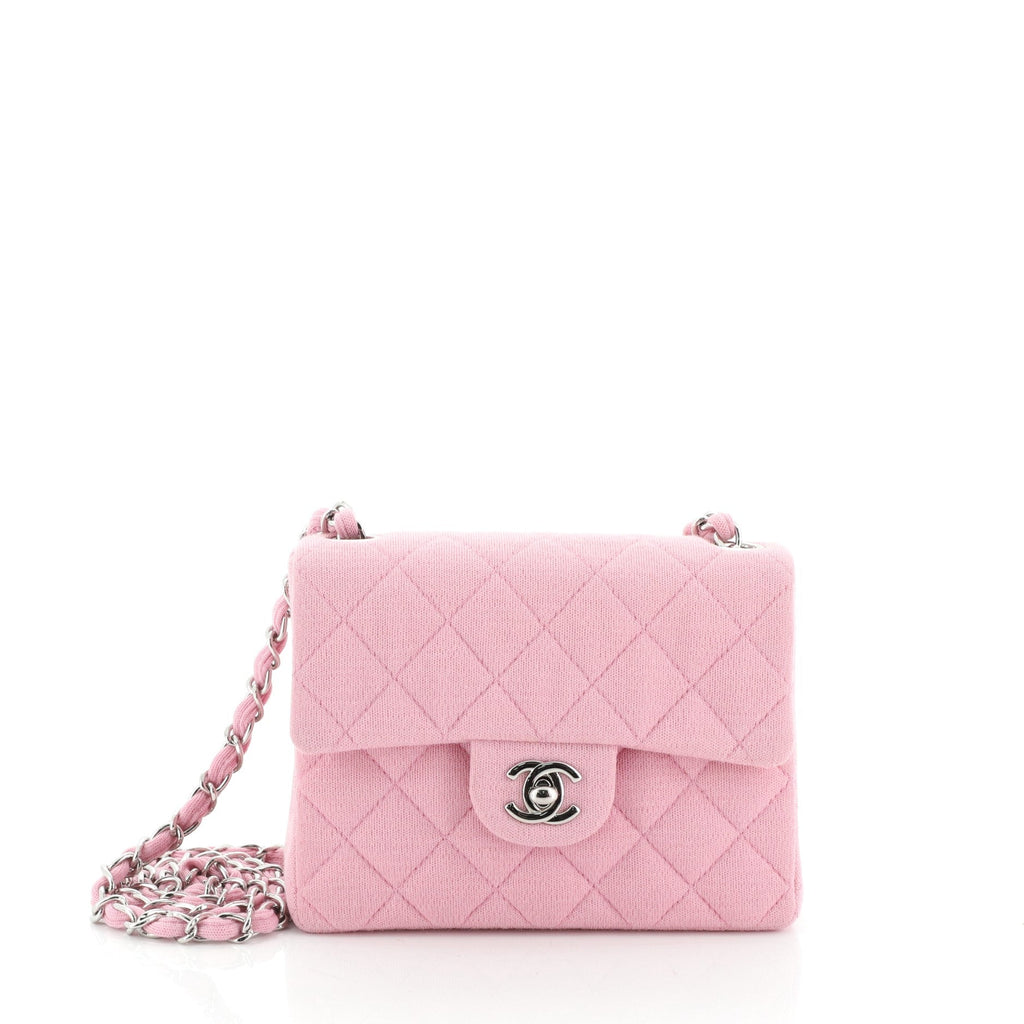 Vintage Square Classic Single Flap Bag Quilted Jersey Mini