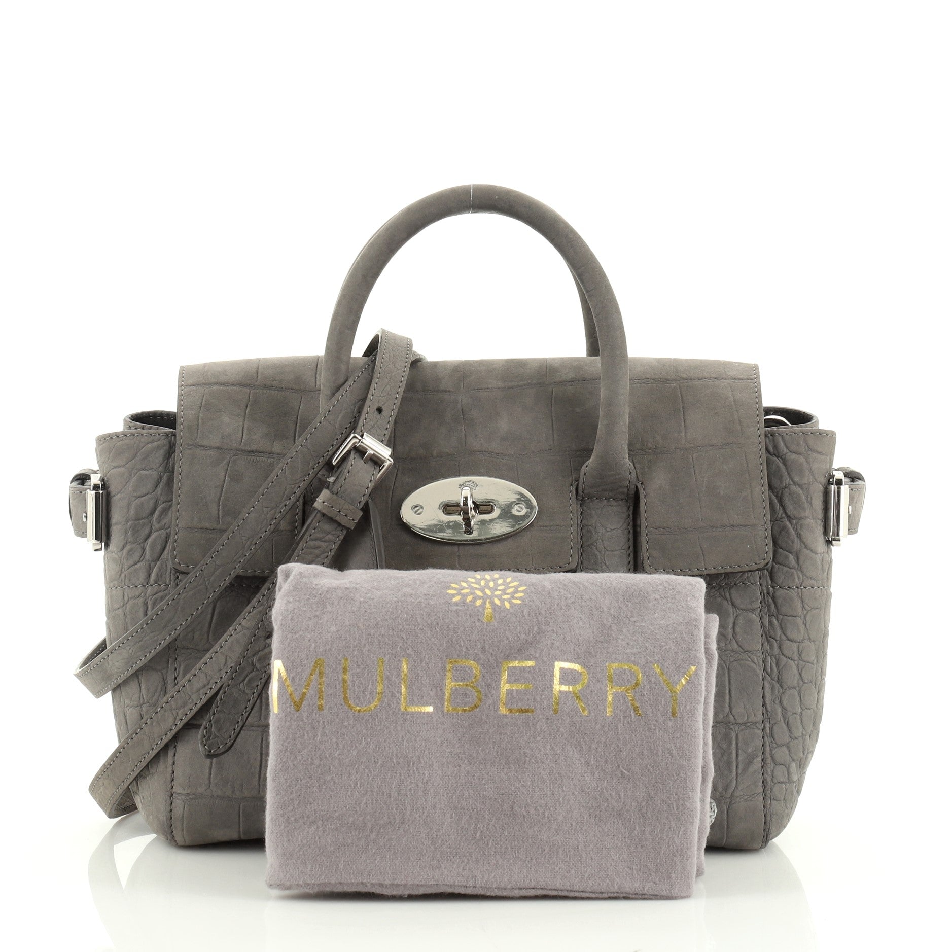 Bayswater Satchel Crocodile Embossed Nubuck Mini