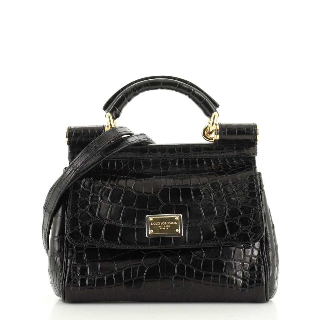Miss Sicily Bag Crocodile Embossed Leather Mini