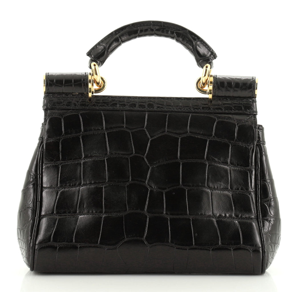 Miss Sicily Bag Crocodile Embossed Leather Mini