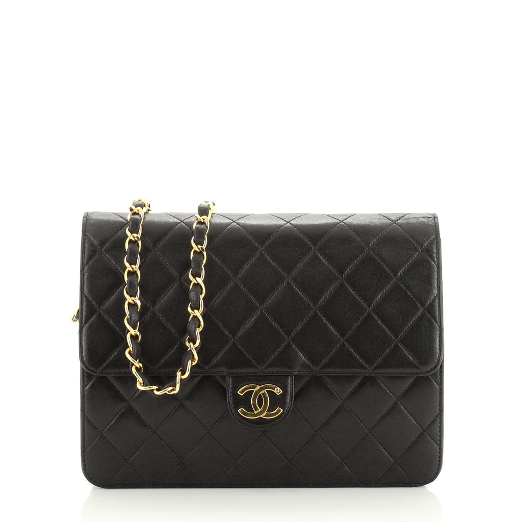 Vintage Clutch with Chain Quilted Leather Small