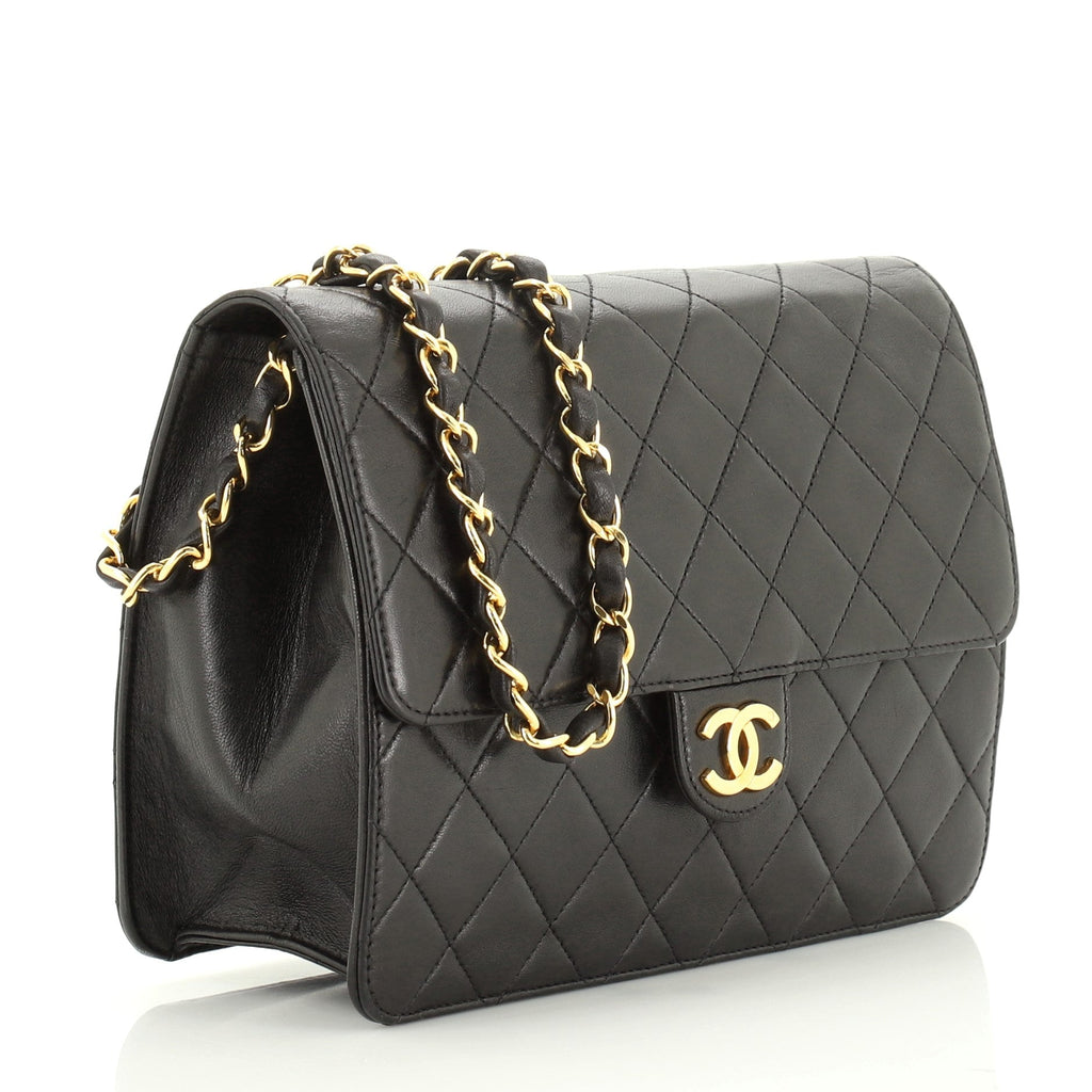 Vintage Clutch with Chain Quilted Leather Small