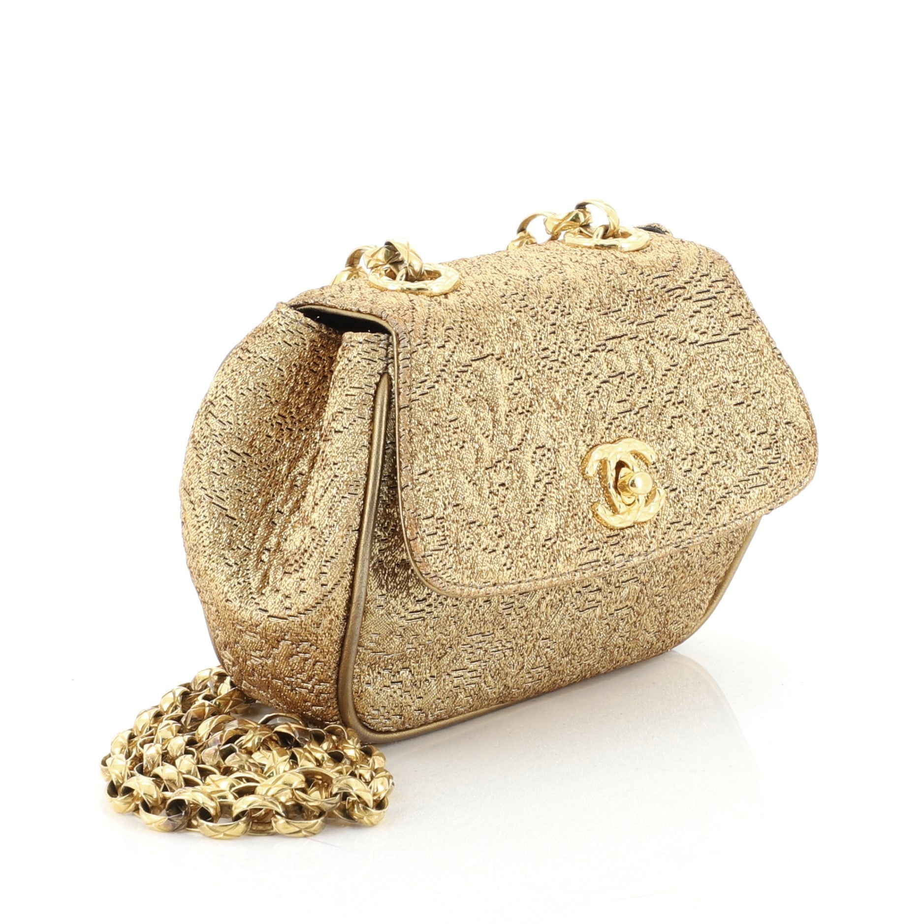 Vintage CC Chain Flap Bag Brocade Mini