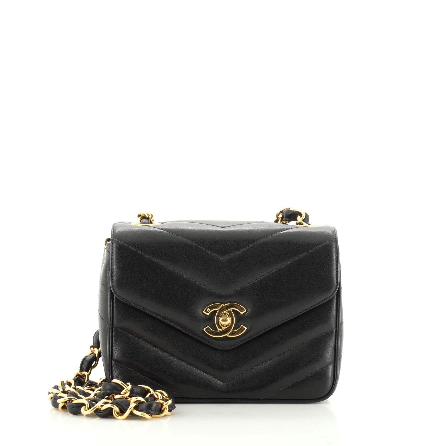 Vintage Envelope Flap Bag Chevron Lambskin Mini