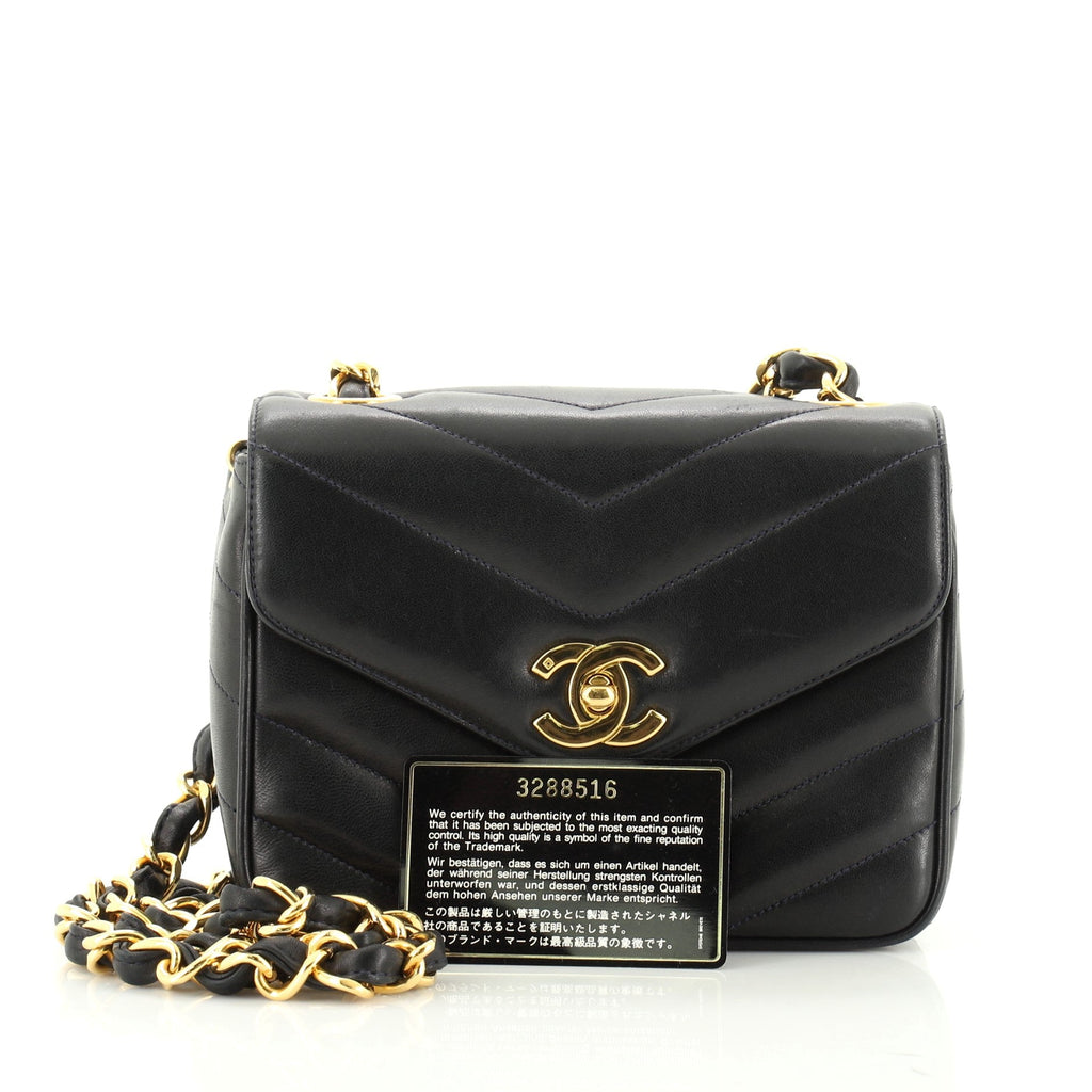 Vintage Envelope Flap Bag Chevron Lambskin Mini