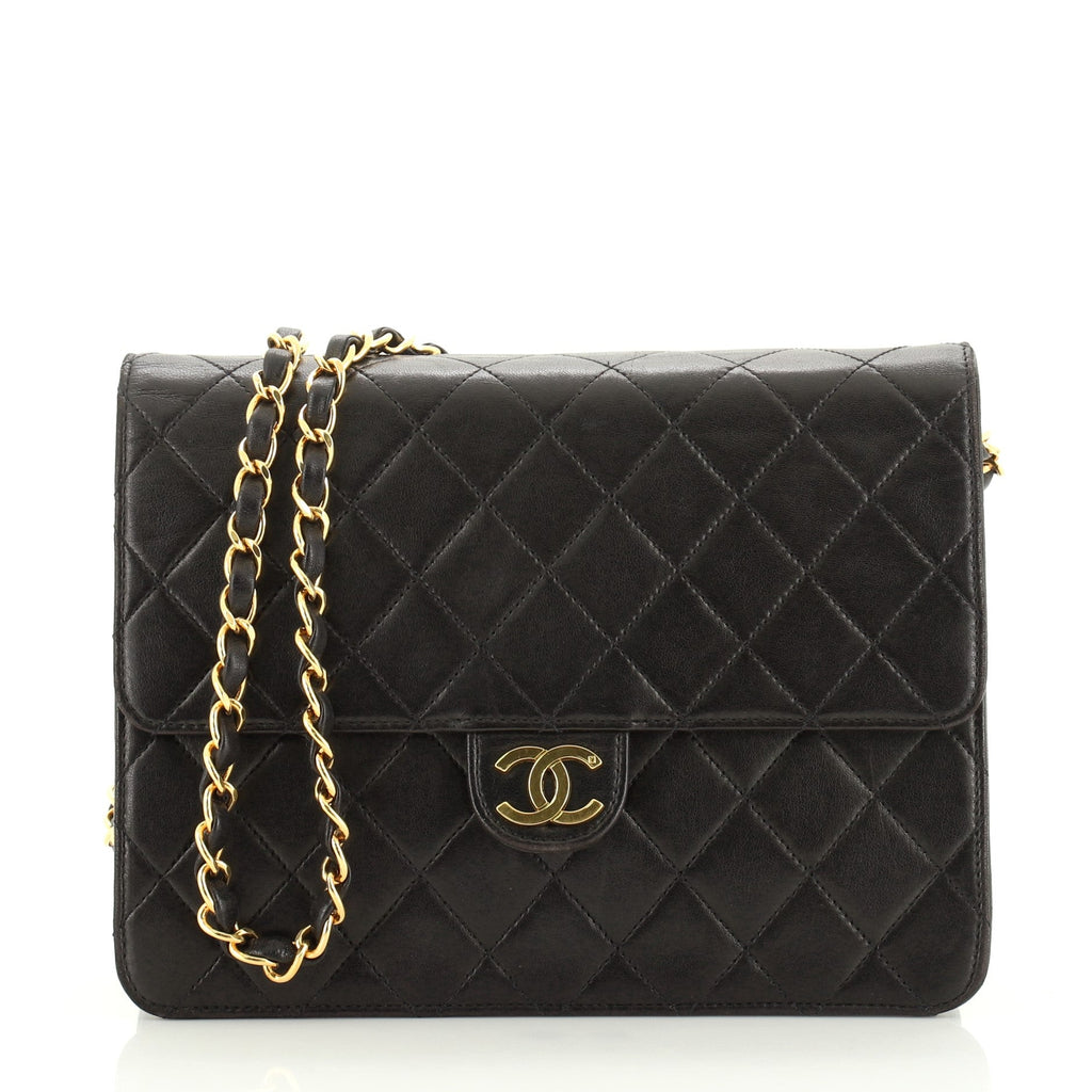 Vintage Clutch with Chain Quilted Leather Small