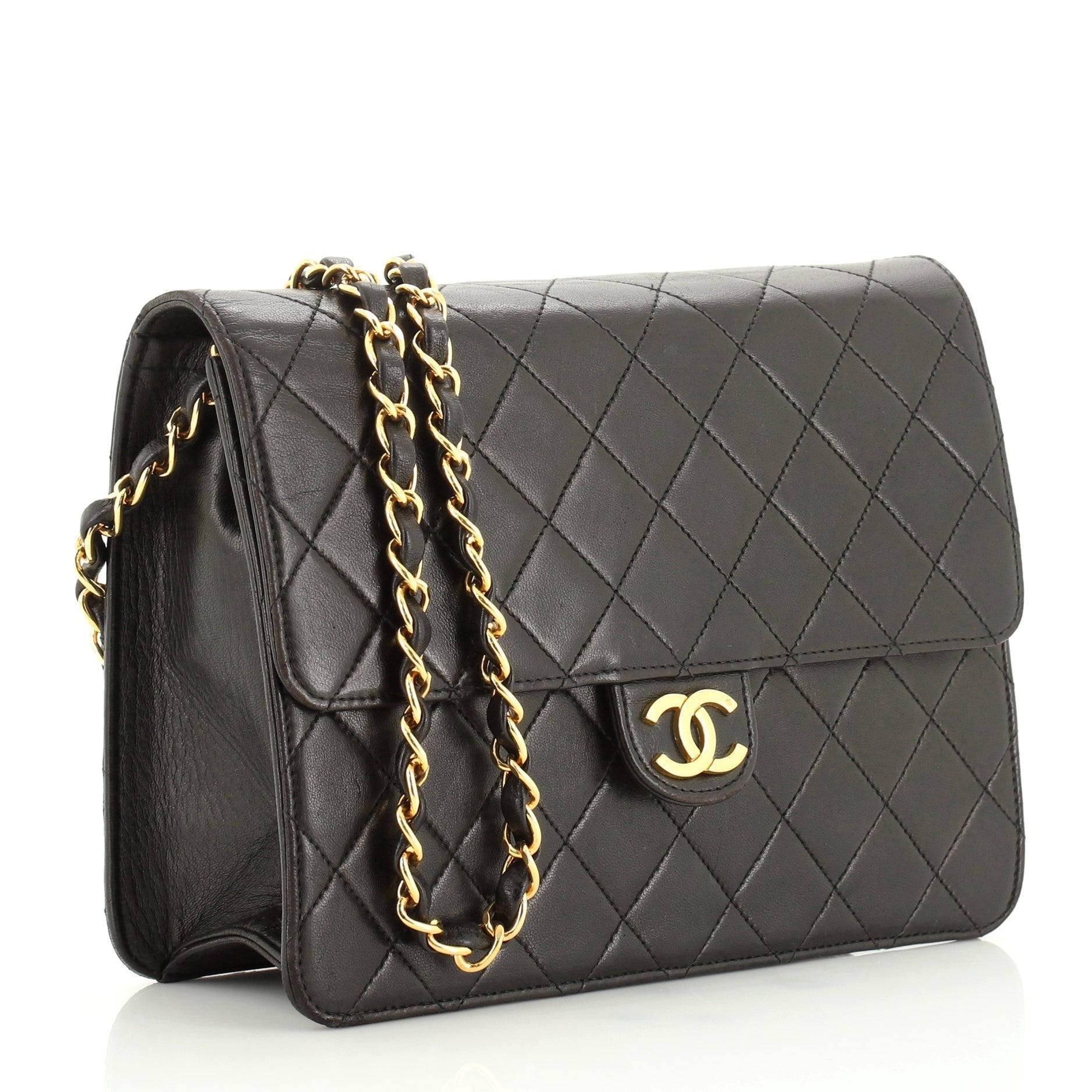 Vintage Clutch with Chain Quilted Leather Small