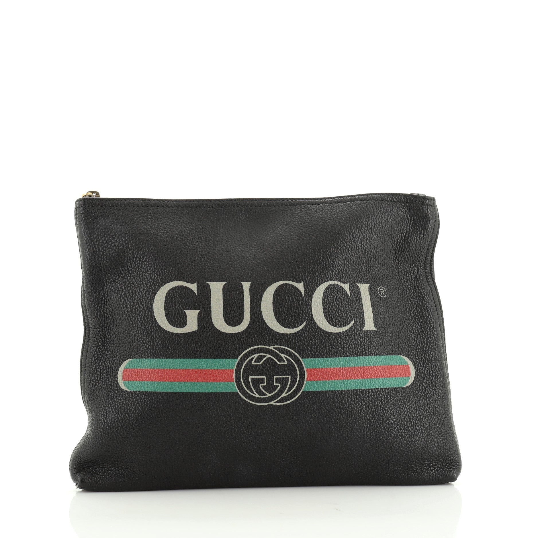 Logo Portfolio Clutch Printed Leather Medium