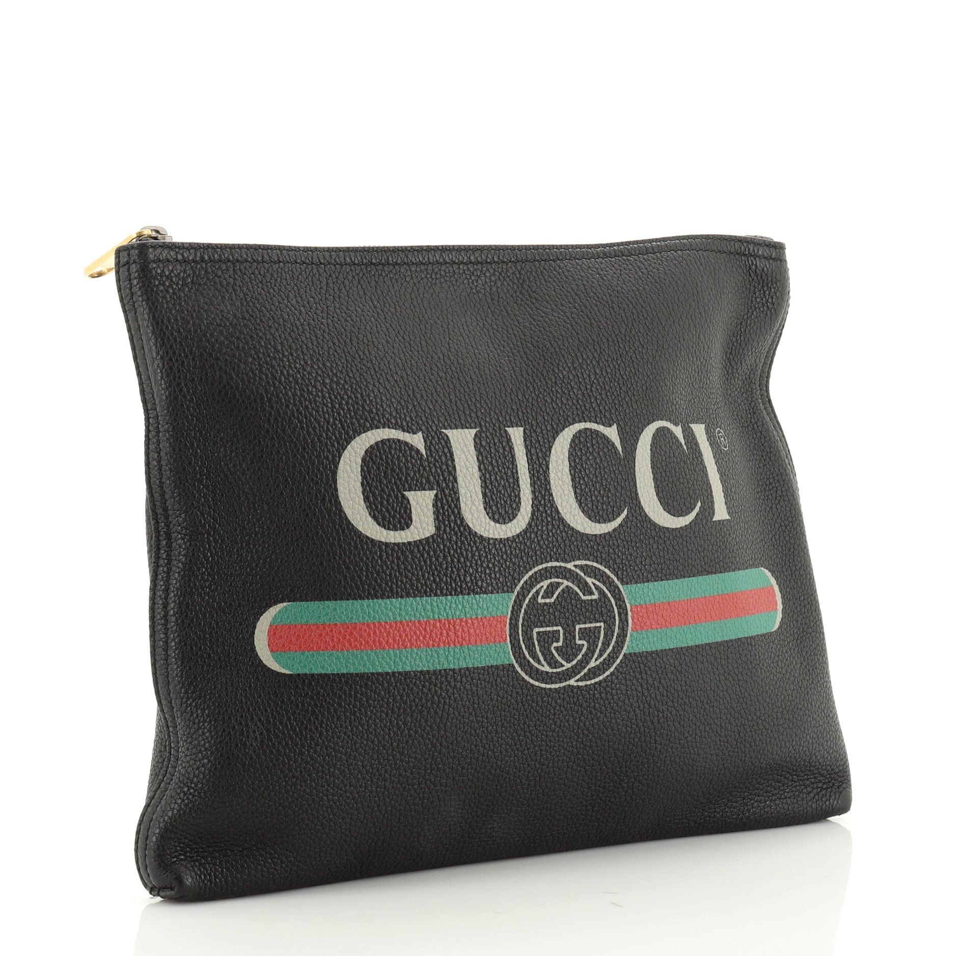 Logo Portfolio Clutch Printed Leather Medium