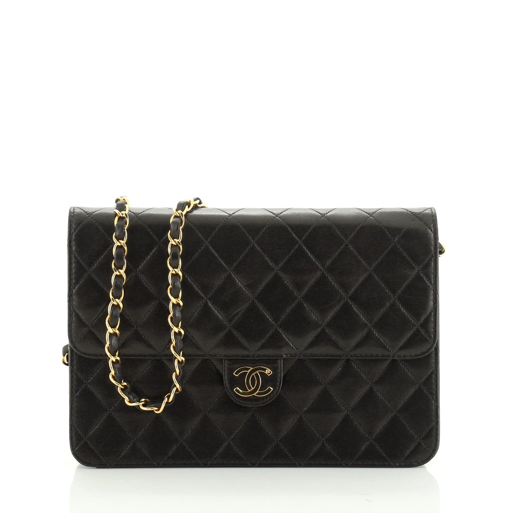 Vintage Clutch with Chain Quilted Leather Medium
