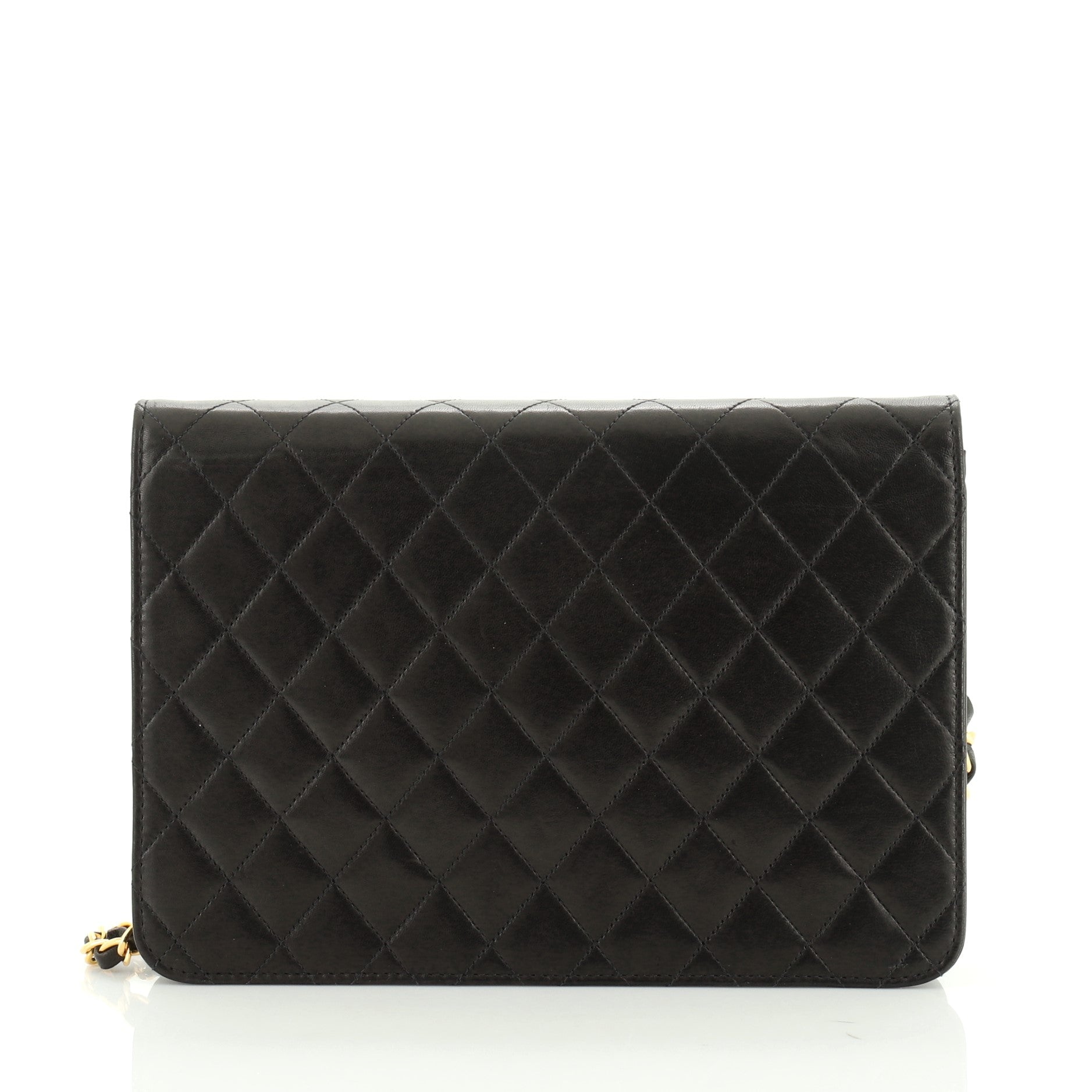Vintage Clutch with Chain Quilted Leather Medium