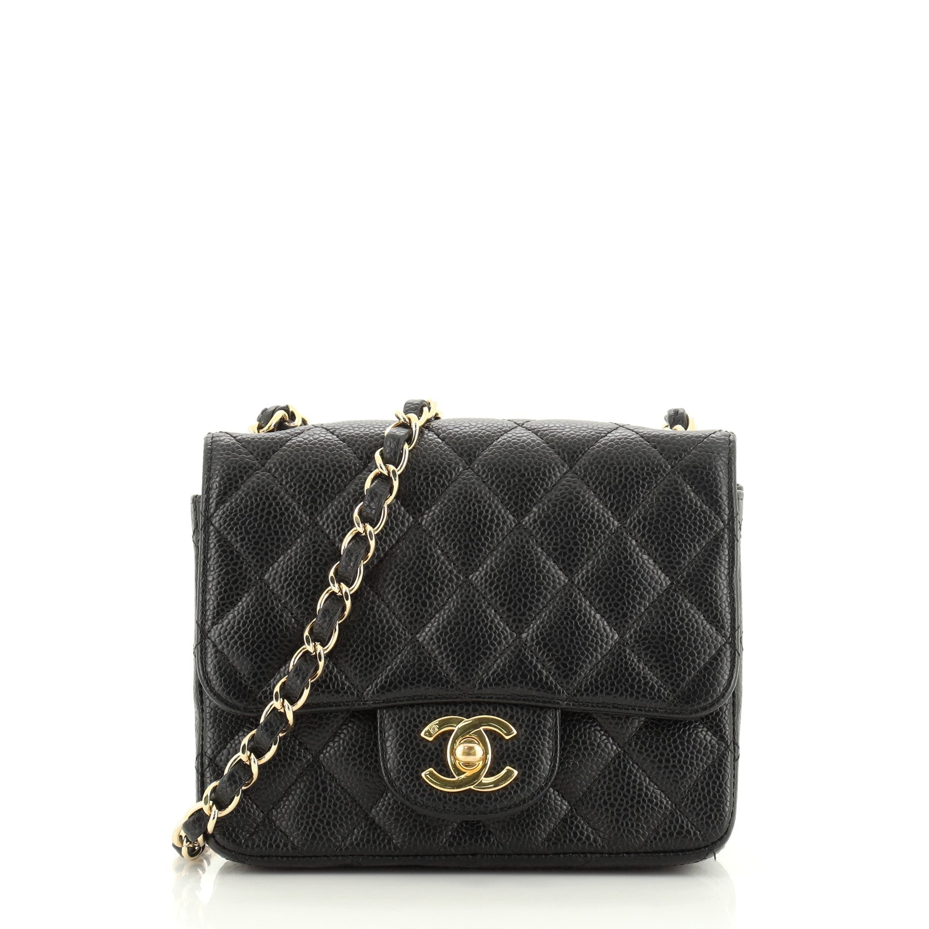 Vintage Square Classic Single Flap Bag Quilted Caviar Mini