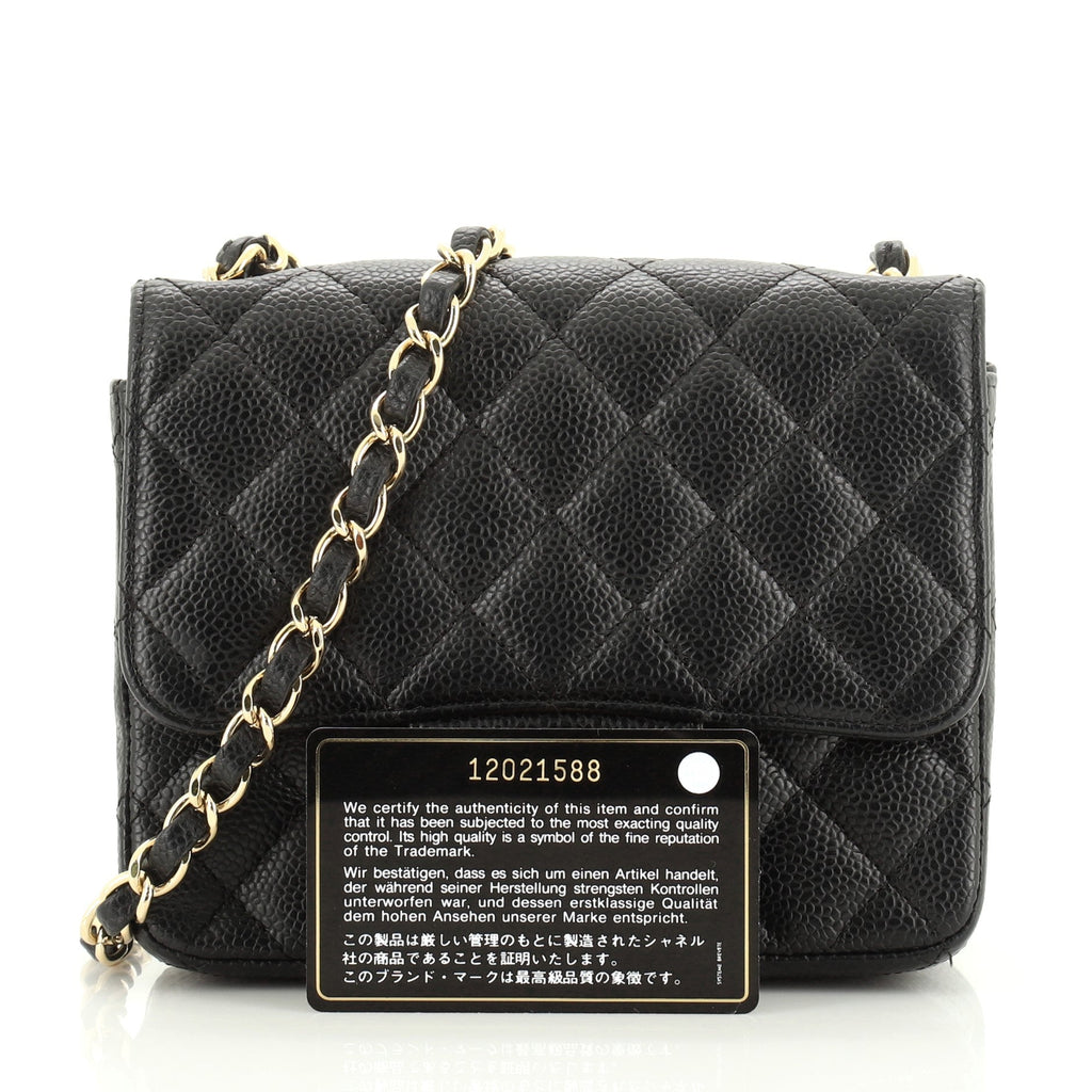 Vintage Square Classic Single Flap Bag Quilted Caviar Mini