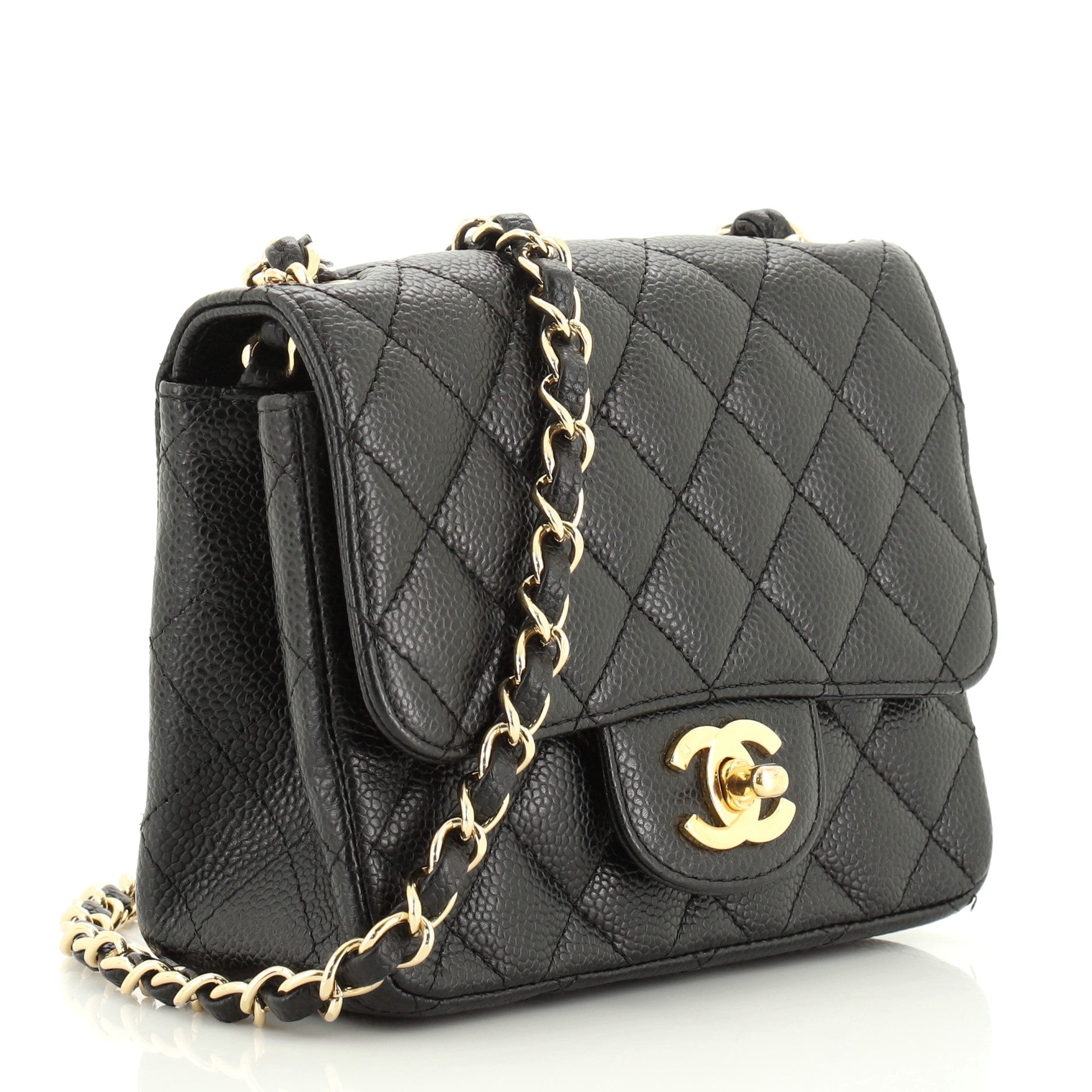 Vintage Square Classic Single Flap Bag Quilted Caviar Mini