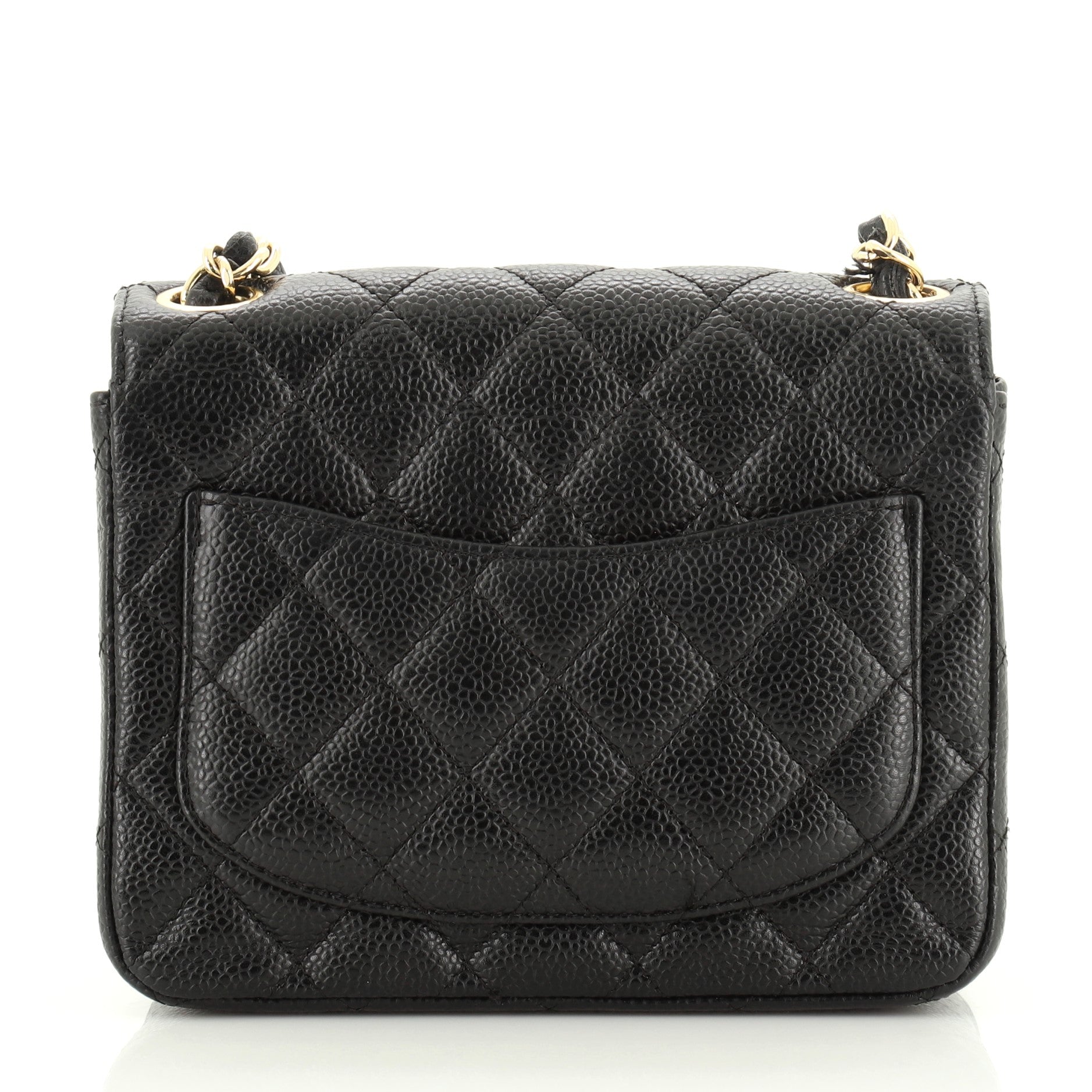 Vintage Square Classic Single Flap Bag Quilted Caviar Mini