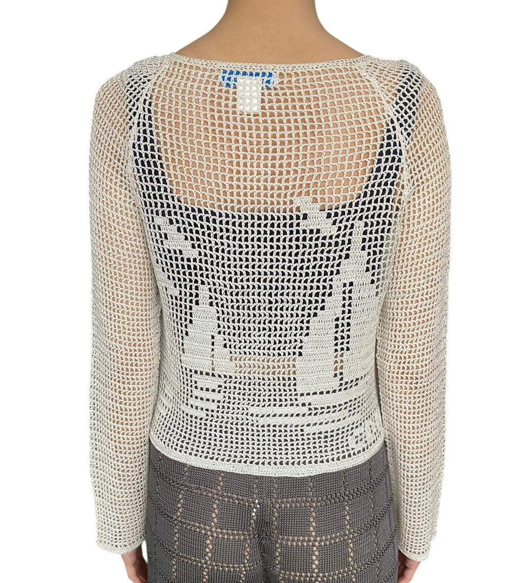 Calle Del Mar White Nautical Crochet igan - L / US 6