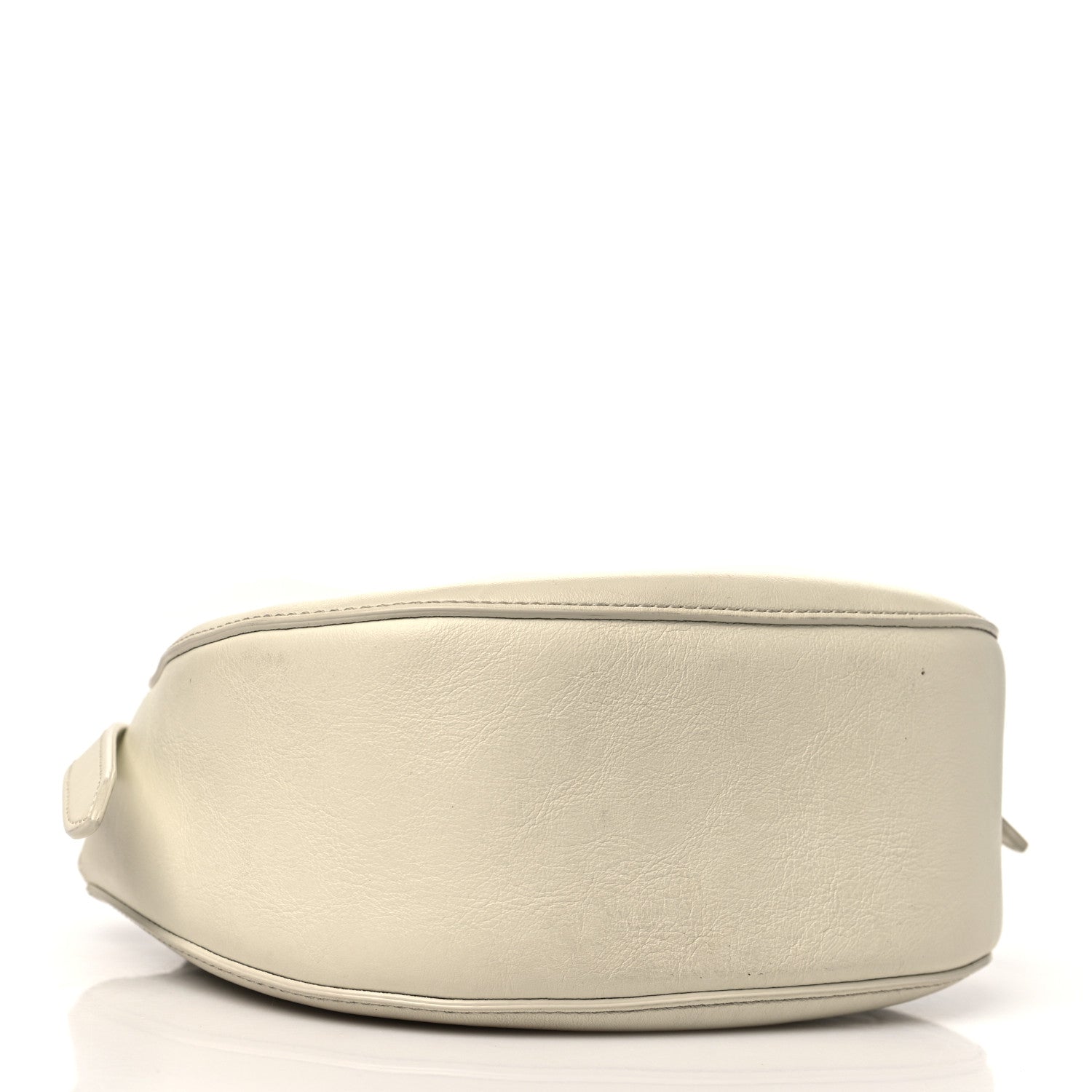 Small Grain Calfskin Kiss Bag Natural White