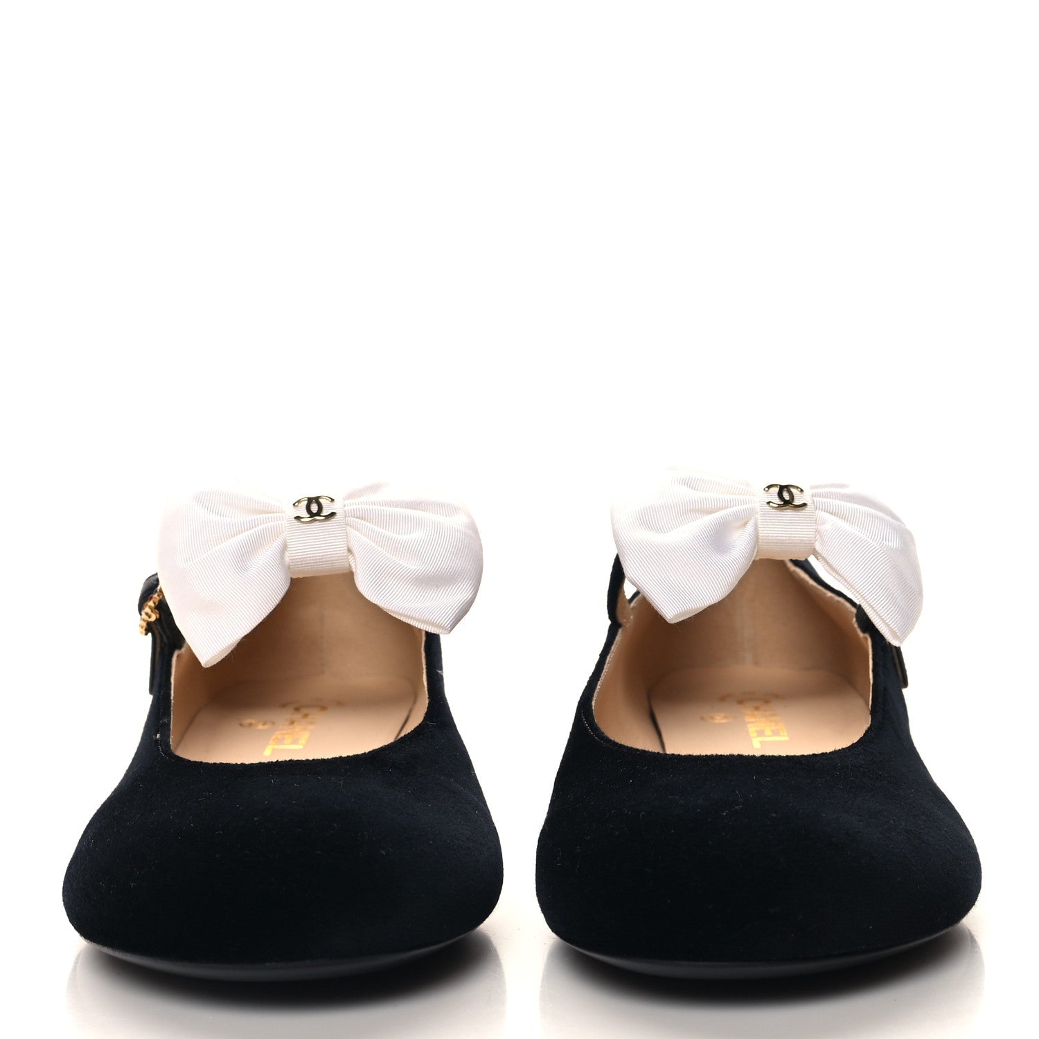 Velvet Grosgrain Bow Mary Jane Flats 40 Black White