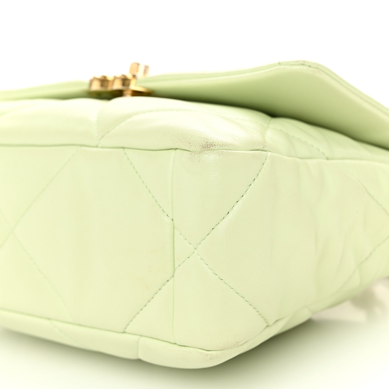Lambskin Quilted Medium Chanel 19 Flap Light Green